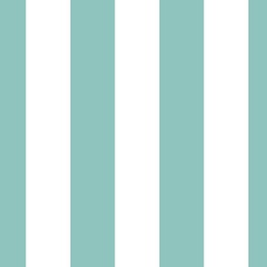 3 inch white and light teal vertical stripes