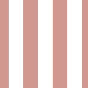 3 inch white and light terracotta vertical stripes