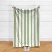 3 inch white and light green vertical stripes
