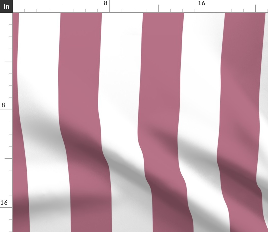 3 inch white and rose vertical stripes