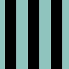 3 inch vertical stripe black and light teal blue