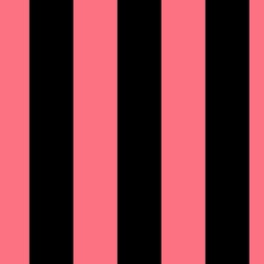 3 inch vertical stripe black and bright coral pink