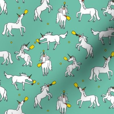 Small Silly Unicorns Playing Pickleball, Turquoise