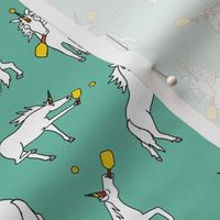 Small Silly Unicorns Playing Pickleball, Turquoise