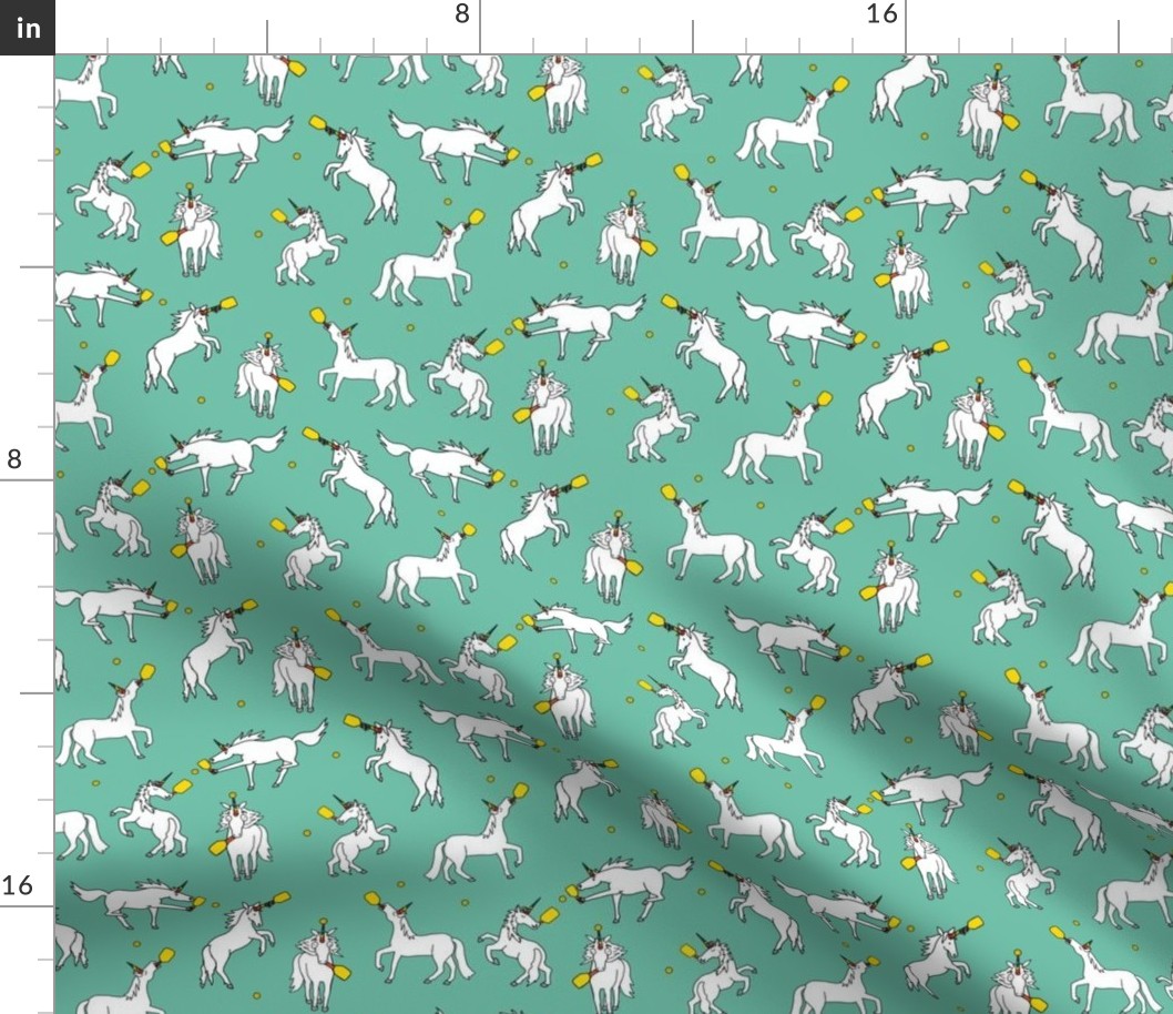 Small Silly Unicorns Playing Pickleball, Turquoise