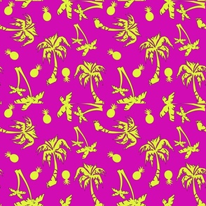  Yellow Palm Trees and Pineapples