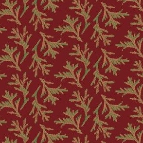 XS ✹ Earthy Evergreen Cedar Sprigs in Cranberry Red for Seasonal Decor