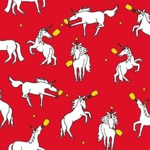 Small Silly Unicorns Playing Pickleball, Red