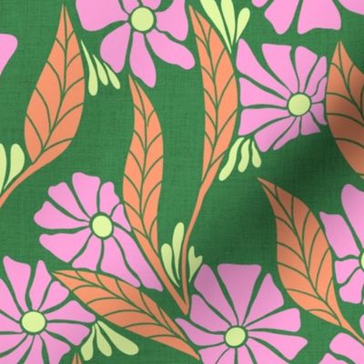 Viveta Groovy Floral Bright Green LARGE