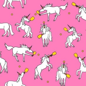 Large Silly Unicorns Playing Pickleball, Pink