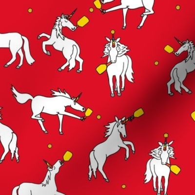 Large Silly Unicorns Playing Pickleball, Red