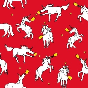 Large Silly Unicorns Playing Pickleball, Red