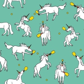 Large Silly Unicorns Playing Pickleball, Turquoise