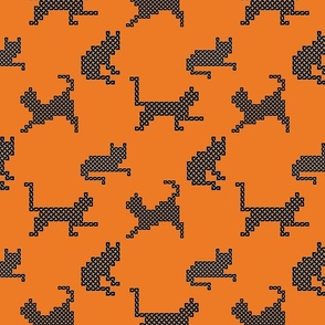 Celtic Knot Cats in Halloween Black and Orange