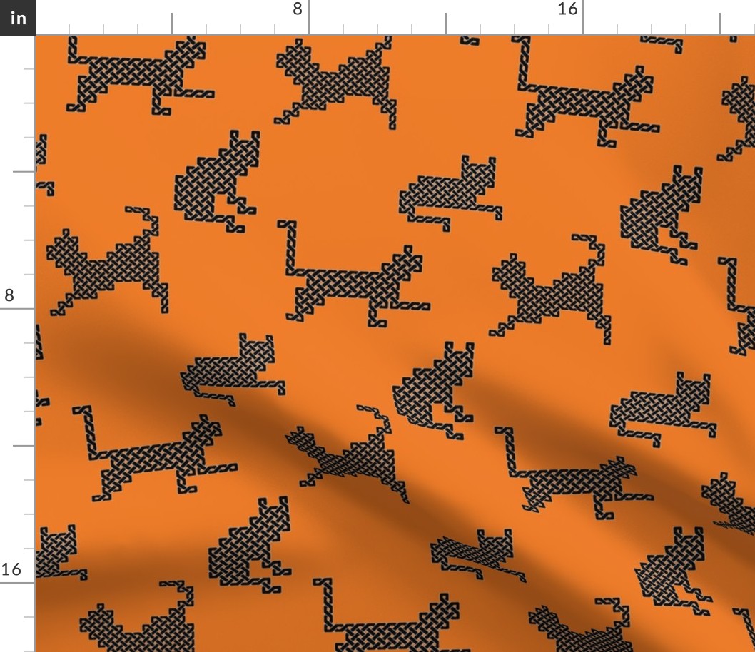 Celtic Knot Cats in Halloween Black and Orange