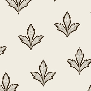 little detailed leaves with heavy outline - cream, brown black - pencil sketch scatter