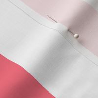 2 inch vertical stripe white and bright coral pink