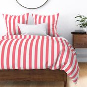 2 inch vertical stripe white and bright coral pink
