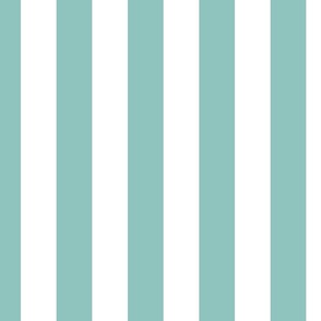 2 inch vertical stripe white and light teal