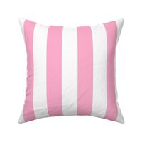 2 inch vertical stripe white and light bubblegum pink