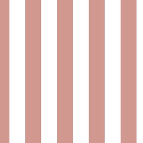 2 inch vertical stripe white and light terracotta