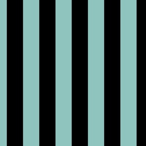 2 inch vertical stripe black and light teal blue