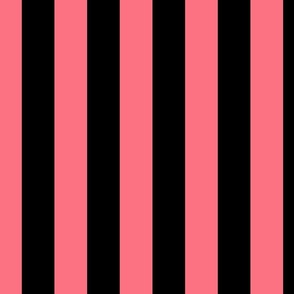 2 inch vertical stripe black and bright coral pink