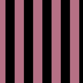 2 inch vertical stripe black and rose pink
