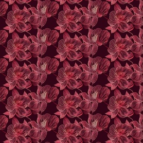 Tiny Crimson Elegance Floral Fabric