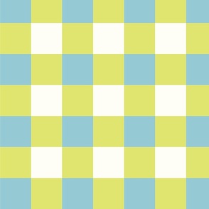 Gingham - Blue, Green And White.