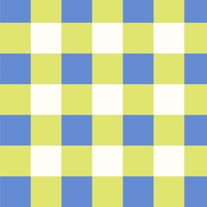 Gingham - Fresh Blue, Green And White.