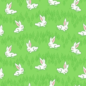 Bunny hop meadow in pastel green. Large scale