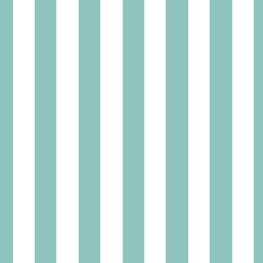 1.5 inch vertical stripe in white and light teal
