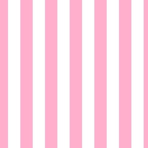 1.5 inch vertical stripe in white and bubblegum pink