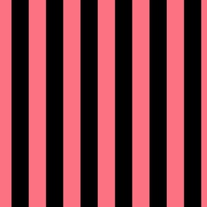 1.5 inch vertical stripe black and bright coral pink