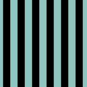 1.5 inch vertical stripe black and light teal blue