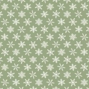 1/2"  Festive Winter Snowflakes Hand Drawn in Laurel Green Dark Green
