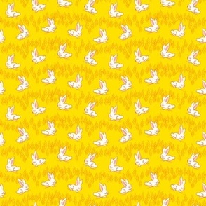 Bunny hop meadow in yellow. Small scale