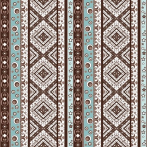 white turquoise brown ornament ethnic vertical pattern