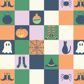 halloween checkerboard pastel