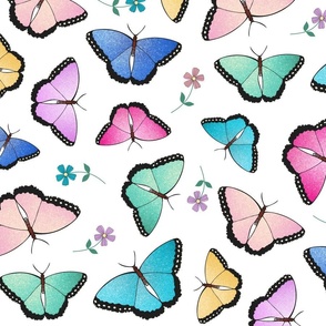 XL-Glitter Butterflies-White