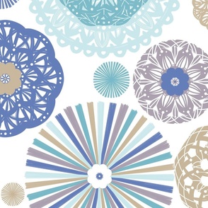 L|Rainbow Pinwheel Doily Lace Party Wall Blue-©Lucinda Wei