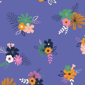 halloween floral bright periwinkle