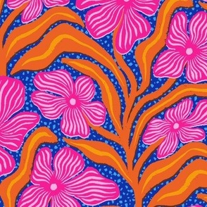 L - Whimsical Blooms - Pink, Orange, Blue