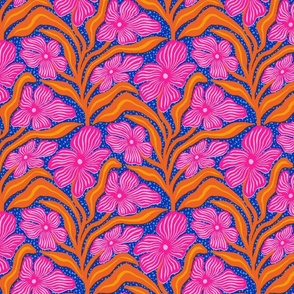 L - Whimsical Blooms - Pink, Orange, Blue