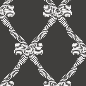 Tied with Ribbon - Charcoal Black and stripy black and white - LARGE