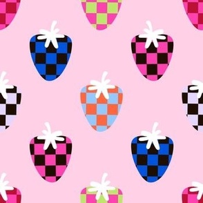 Checkered strawberry kids print