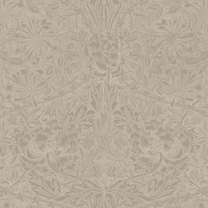 HONEYSUCKLE AND TULIP (Old World Style) IN BEIGE CLAY  - WILLIAM MORRIS - Full Size/Large Scale