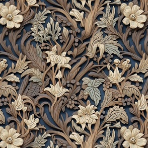 3D Bas relief wooden floral-2