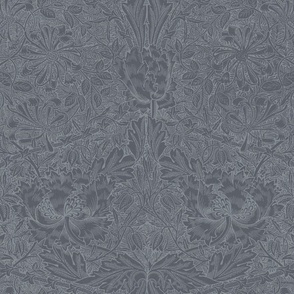 HONEYSUCKLE AND TULIP (Old World Style) IN BLUE HERON  - WILLIAM MORRIS - Full Size/Large Scale